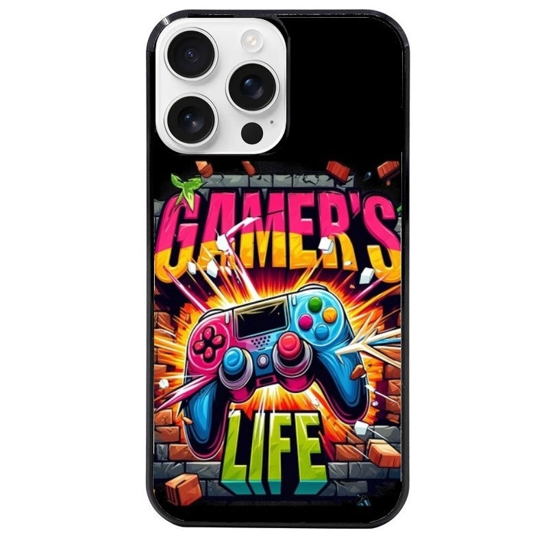 Coque noire taperso pour Iphone 16 16E PLUS MAX PRO avec motif gamer life protection antichoc personnalisée