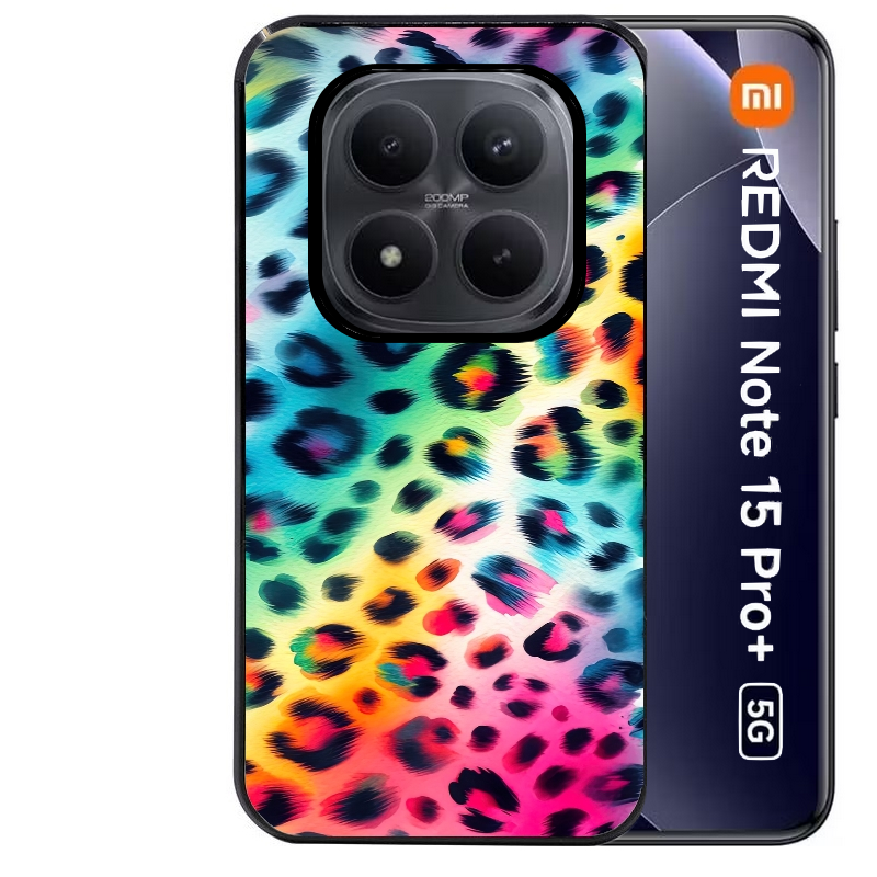 Coque noire taperso pour Redmi Note 15 et PRO PLUS 4G 5G avec motif leopard arc protection antichoc personnalisée