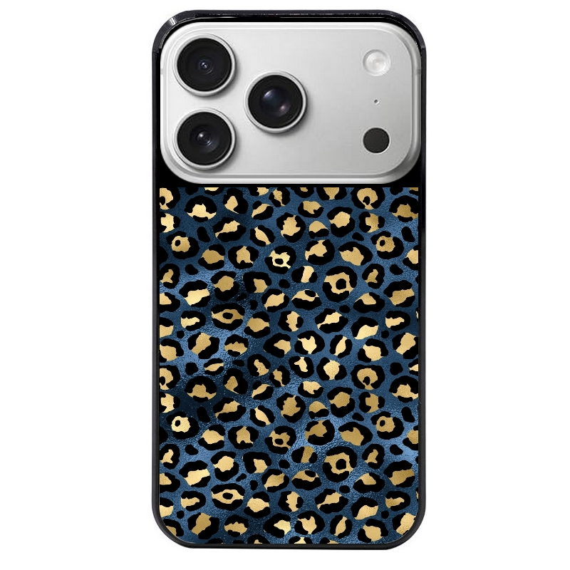 Coque noire taperso pour Iphone 17 17E AIR MAX PRO avec motif leopard bleu protection antichoc personnalisée