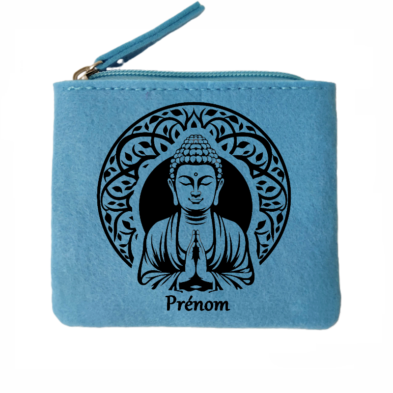 Porte monnaie personnalisé bouddha mandala en feutrine en feutrine