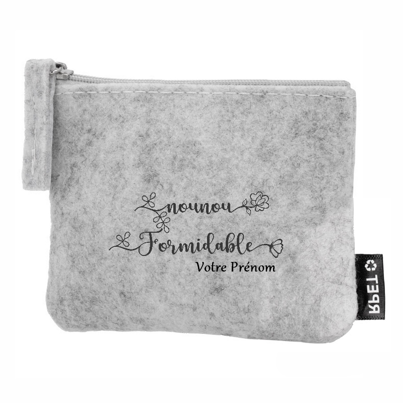 Porte monnaie personnalisé nounou formidable en feutrine en feutrine
