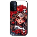 Coque noire taperso pour OPPO A54 et A74 5G avec motif tete de mort calavera rouge protection antichoc personnalisée