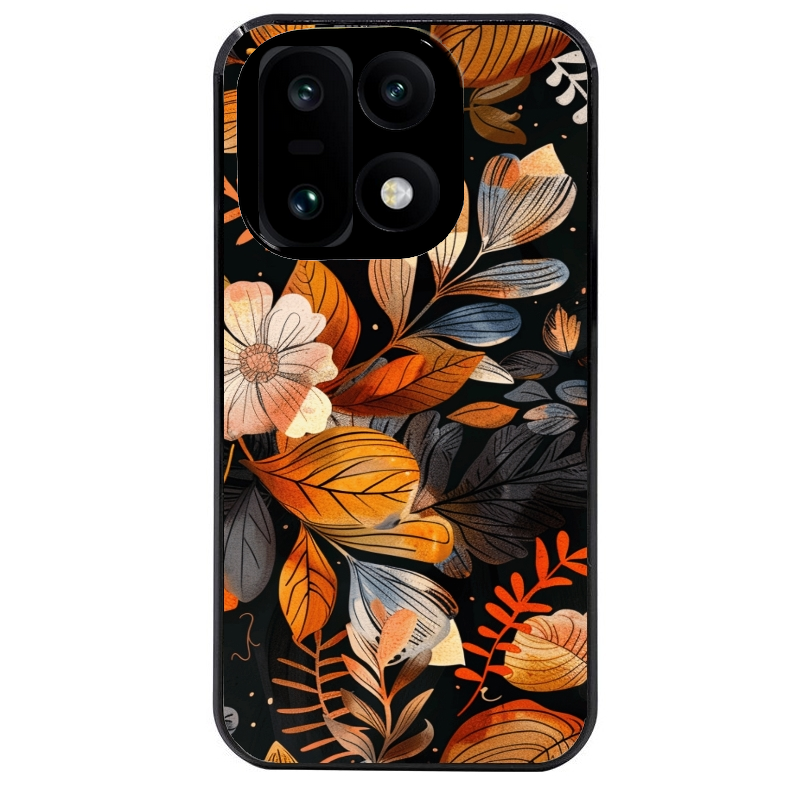 Coque noire taperso pour OnePlus 15 avec motif fleur automne protection antichoc personnalisée