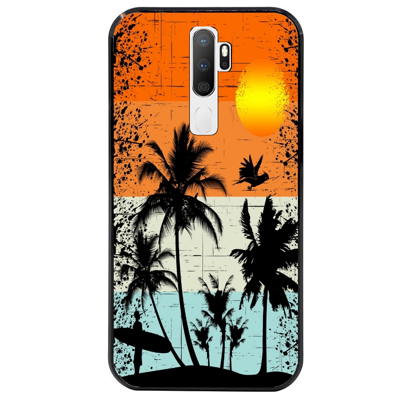 Coque noire taperso pour OPPO A5 A9 2020 avec motif hawai sun protection antichoc personnalisée