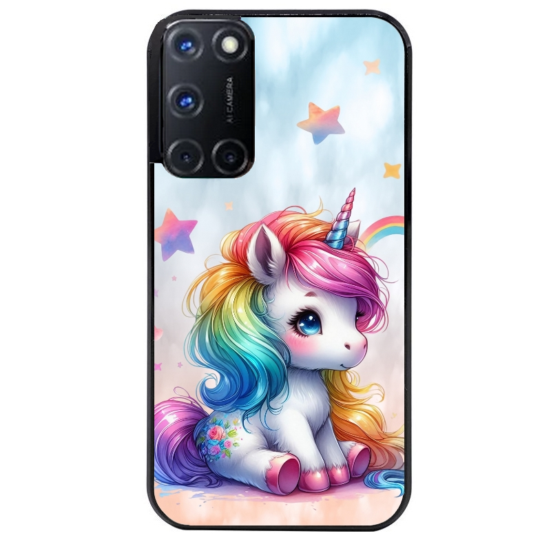 Coque noire taperso pour OPPO Reno 8 LITE avec motif licorne et etoiles protection antichoc personnalisée