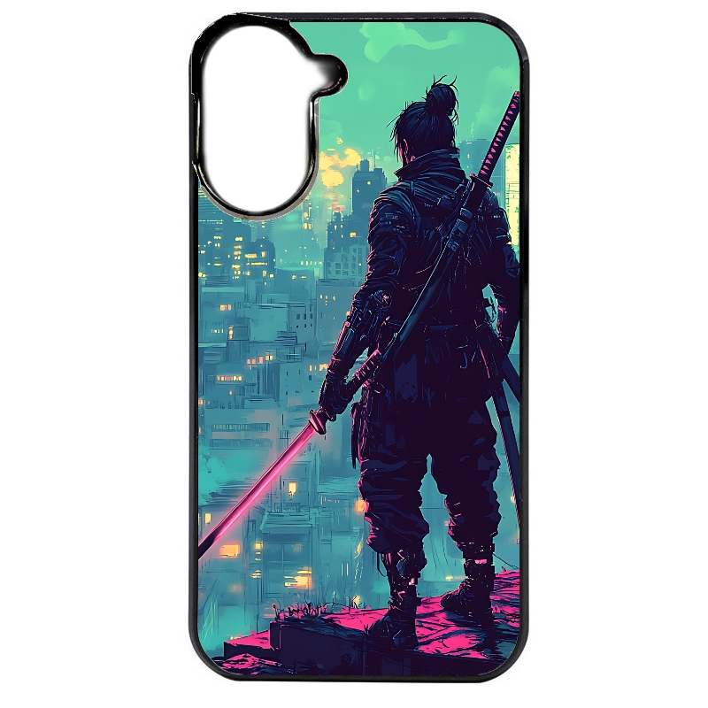 Coque noire taperso pour POCO C71 4G avec motif samourai new york protection antichoc personnalisée