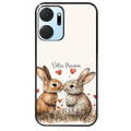 Coque noire taperso pour Honor X7A avec motif lapin coeur avec prenom protection antichoc personnalisée