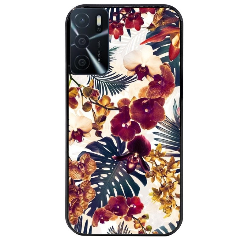 Coque noire taperso pour OPPO A16 et A16S avec motif jungle couleurs d'automne protection antichoc personnalisée