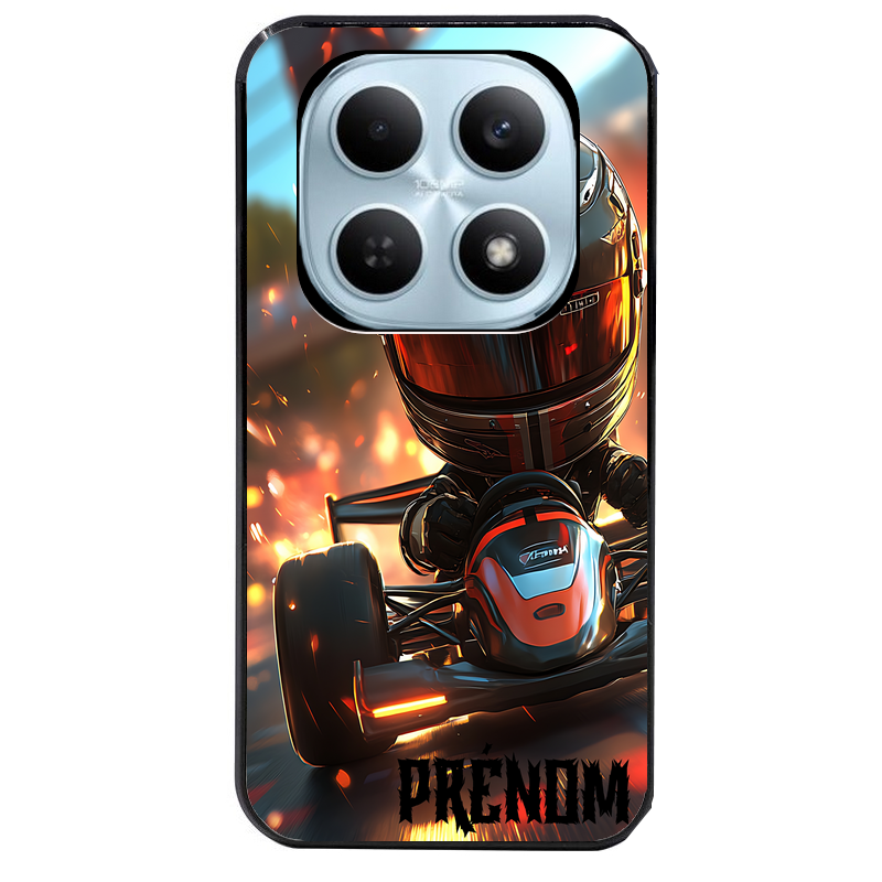 Coque noire taperso pour POCO M8 5G et PRO 5G avec motif karting f1 personnalisee protection antichoc personnalisée