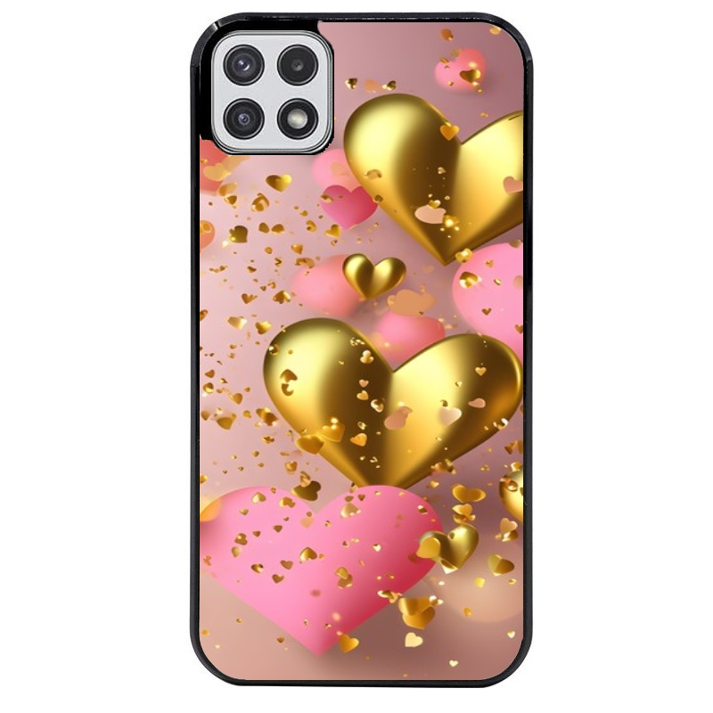 Coque noire taperso pour galaxy A22 A32 A52 A52S 4G 5G  avec motif coeur rose protection antichoc personnalisée