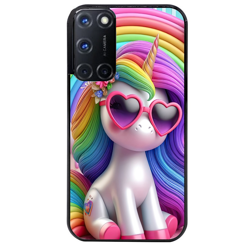 Coque noire taperso pour OPPO Reno 8 LITE avec motif licorne pop art protection antichoc personnalisée
