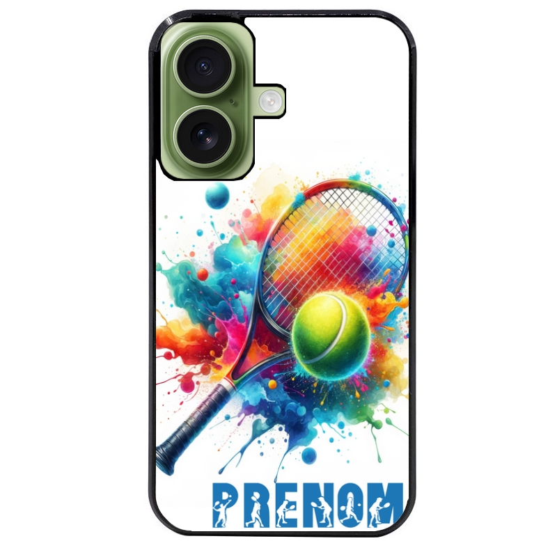 Coque noire taperso pour Iphone 17 17E AIR MAX PRO avec motif tennis raquette personnalisee protection antichoc personnalisée
