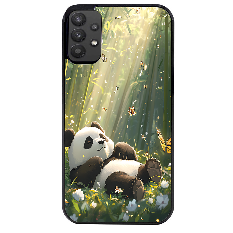 Coque noire taperso pour galaxy A22 A32 A52 A52S 4G 5G  avec motif panda bambou protection antichoc personnalisée