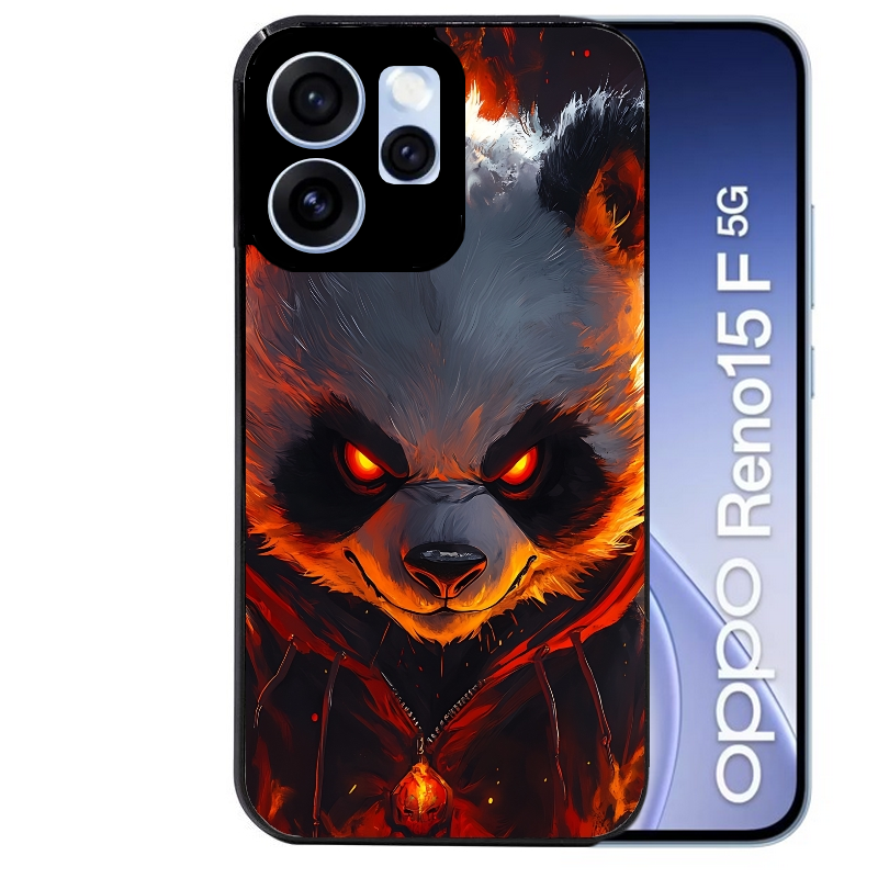 Coque noire taperso pour OPPO Reno 15 et F FS 5G avec motif panda very angry protection antichoc personnalisée