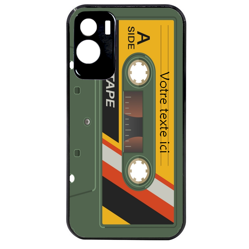 Coque noire taperso pour Honor 70 LITE 90 et LITE personnalisable avec motif cassette kaki protection antichoc personnalisée