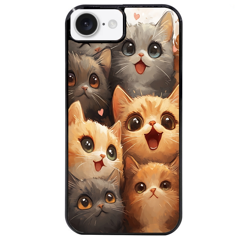 Coque noire taperso pour Iphone 17 17E AIR MAX PRO avec motif chat smile protection antichoc personnalisée