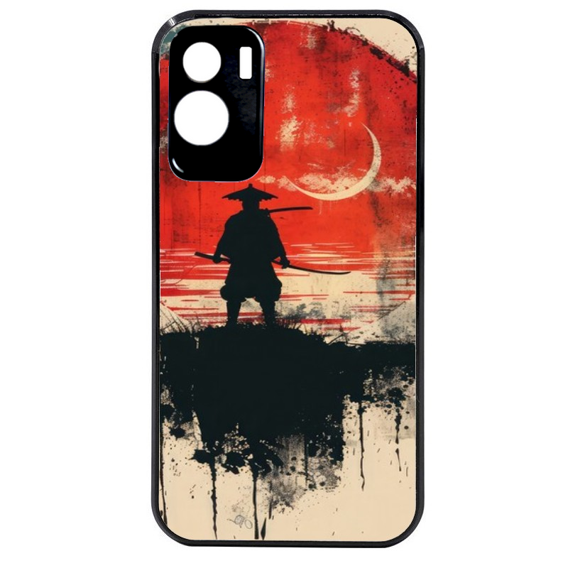 Coque noire taperso pour Honor 70 LITE 90 et LITE avec motif samourai rouge protection antichoc personnalisée