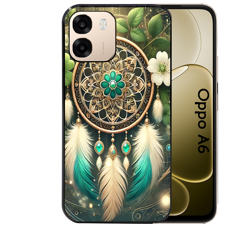 Coque noire taperso pour OPPO A6 A6X 4G et 5G avec motif dreamcatcher talisman protection antichoc personnalisée