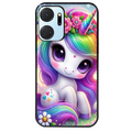 Coque noire taperso pour Honor X7A avec motif licorne et fleurs protection antichoc personnalisée