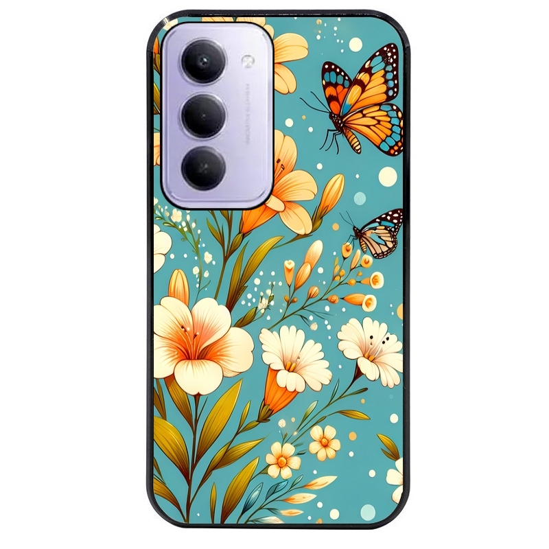 Coque noire taperso pour Redmi 15 4G et 5G avec motif fleur orange protection antichoc personnalisée