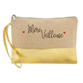 Pochette personnalisée maman merveilleuse et cœur en jute et doré en jute et doré