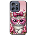 Coque noire taperso pour Moto Edge 60 et Neo Fusion Pro avec motif chat lunettes protection antichoc personnalisée