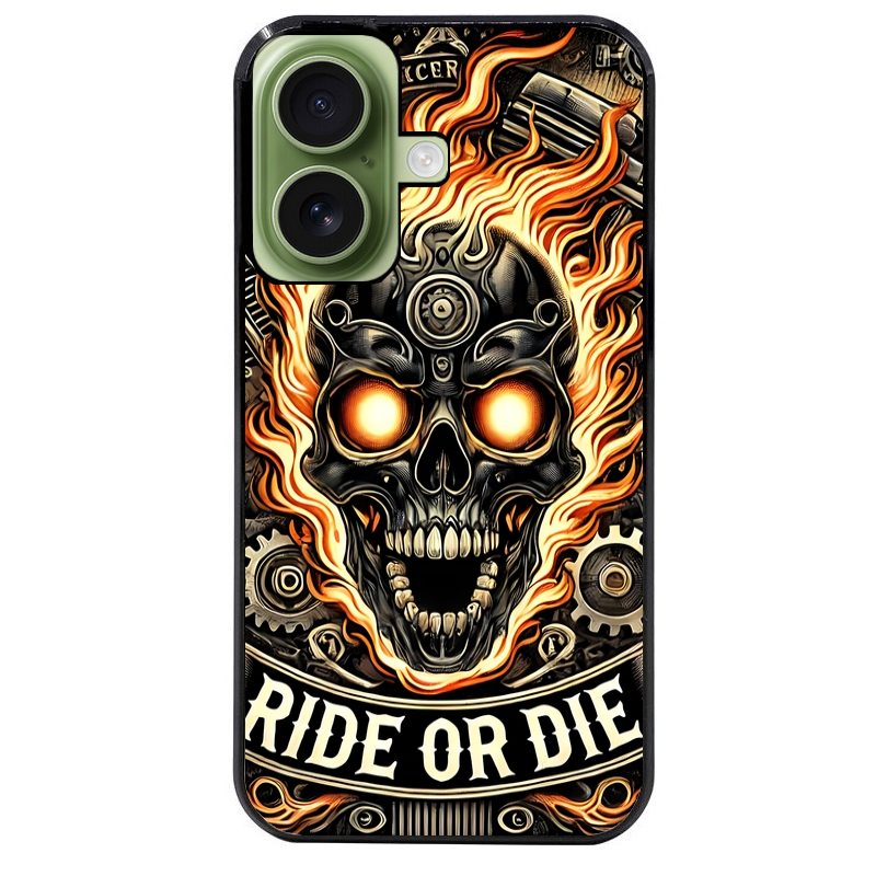 Coque noire taperso pour Iphone 17 17E AIR MAX PRO avec motif tete de mort flamme protection antichoc personnalisée