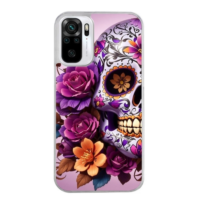 Coque taperso pour Redmi Note 10 4G 5G PRO 10S avec motif tete de mort calavera violette protection antichoc personnalisée