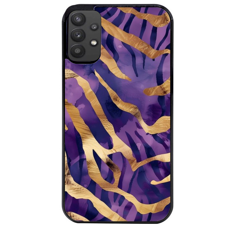 Coque noire taperso pour galaxy A22 A32 A52 A52S 4G 5G  avec motif zebre violet protection antichoc personnalisée