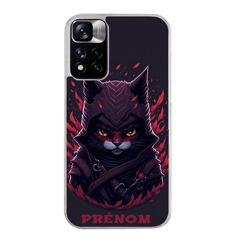 Coque taperso pour Redmi Note 10 4G 5G PRO 10S avec motif chat samourai personnalise protection antichoc personnalisée