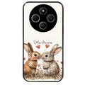 Coque noire taperso pour POCO C75 avec motif lapin coeur avec prenom protection antichoc personnalisée