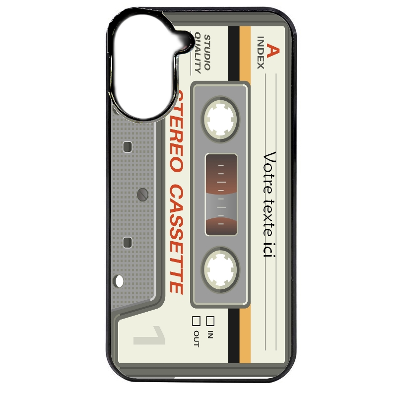 Coque noire taperso pour POCO C71 4G avec motif cassette grise personnalisable protection antichoc personnalisée