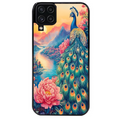 Coque noire taperso pour galaxy A22 A32 A52 A52S 4G 5G  avec motif paon japan protection antichoc personnalisée