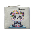 Porte monnaie personnalisé panda yoga ivoire en feutrine en feutrine ivoire