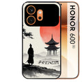 Coque noire taperso pour Honor 600 et 600 PRO avec motif samourai et temple personnalisee protection antichoc personnalisée