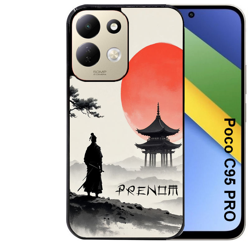 Coque pour POCO C95 PRO personnalisée samourai et temple