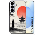 Coque pour Galaxy A08 A18 A28 A38 A58 personnalisée samourai et temple