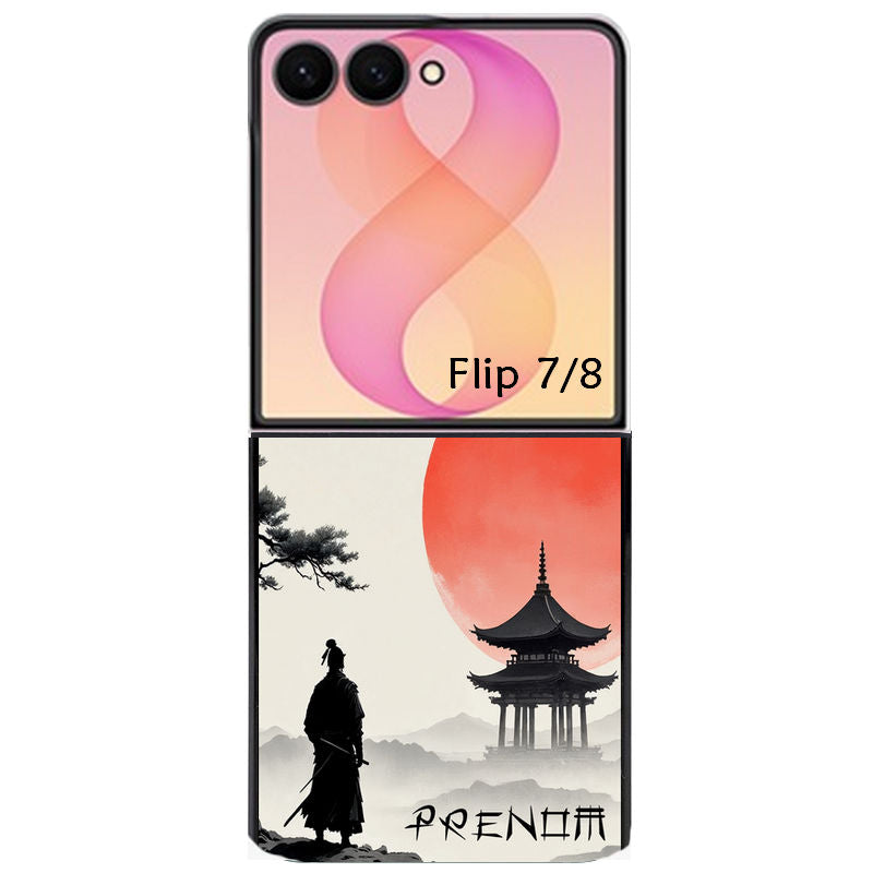 Coque pour Z FLIP 6 7 8 personnalisée samourai et temple
