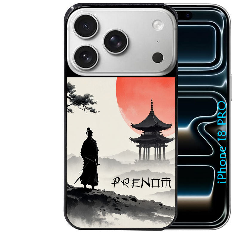 Coque pour Iphone 18 / PRO / PRO MAX / 18E personnalisée samourai et temple