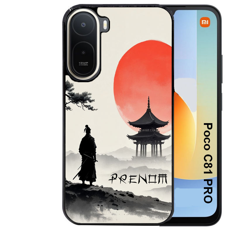 Coque pour POCO C81 PRO personnalisée samourai et temple