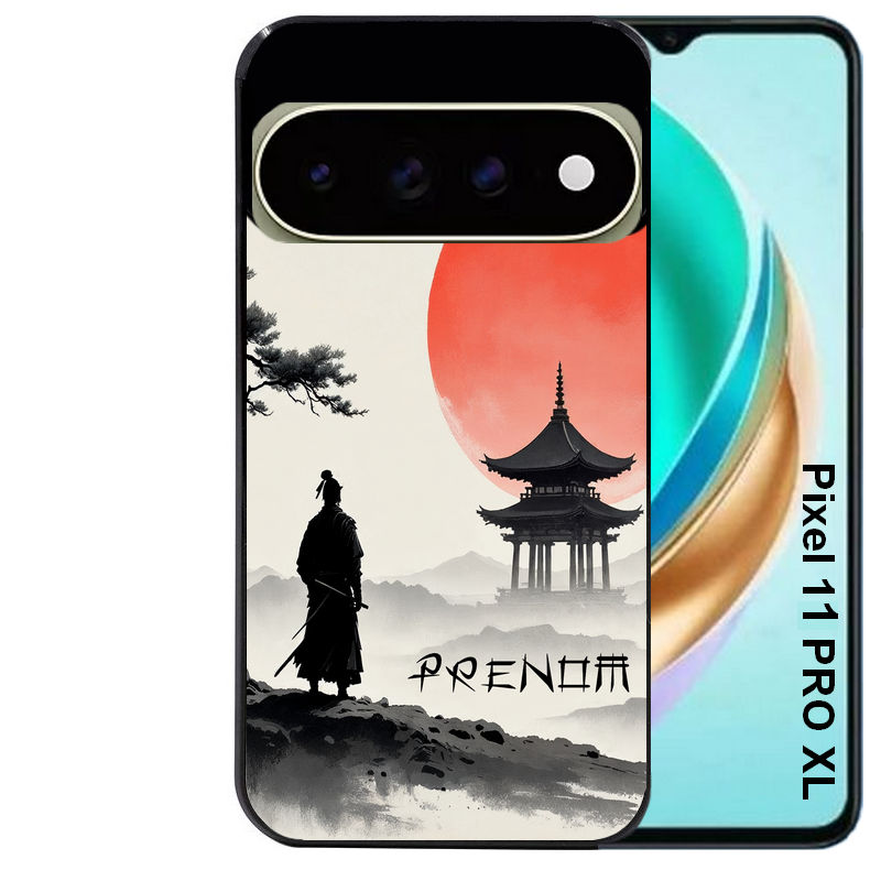 Coque pour Pixel 10 / 11 / PRO / XL personnalisée samourai et temple