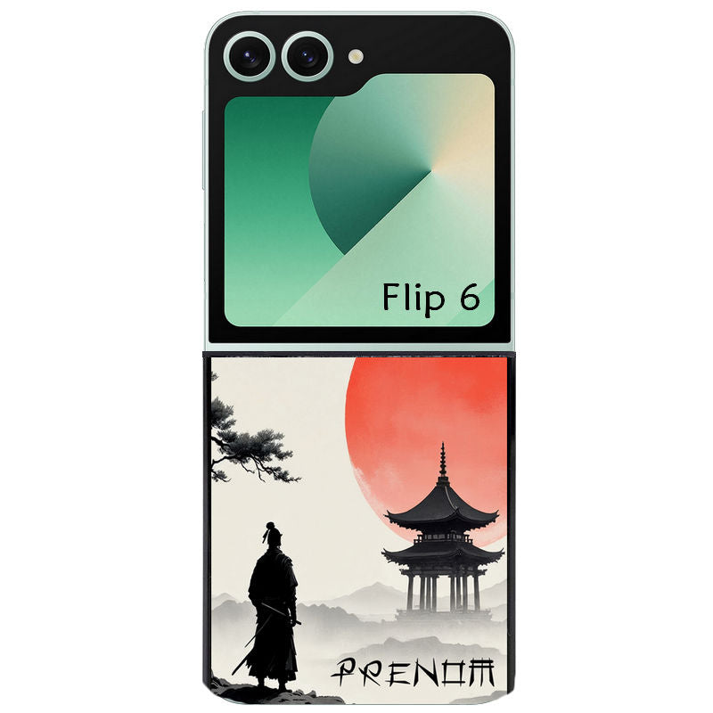 Coque pour Z FLIP 6 7 8 personnalisée samourai et temple