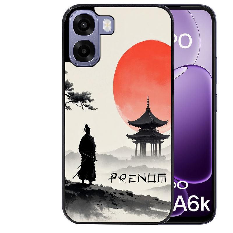 Coque pour Oppo A6 A6 A6K personnalisée samourai et temple