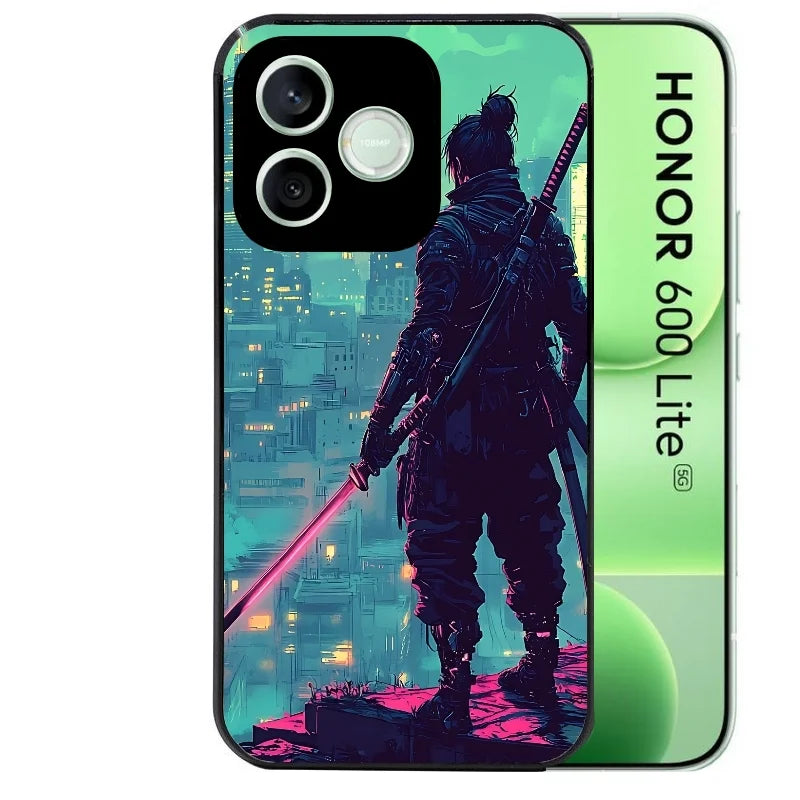 Coque noire pour Honor 600 LITE avec motif samourai new york protection antichoc personnalisée