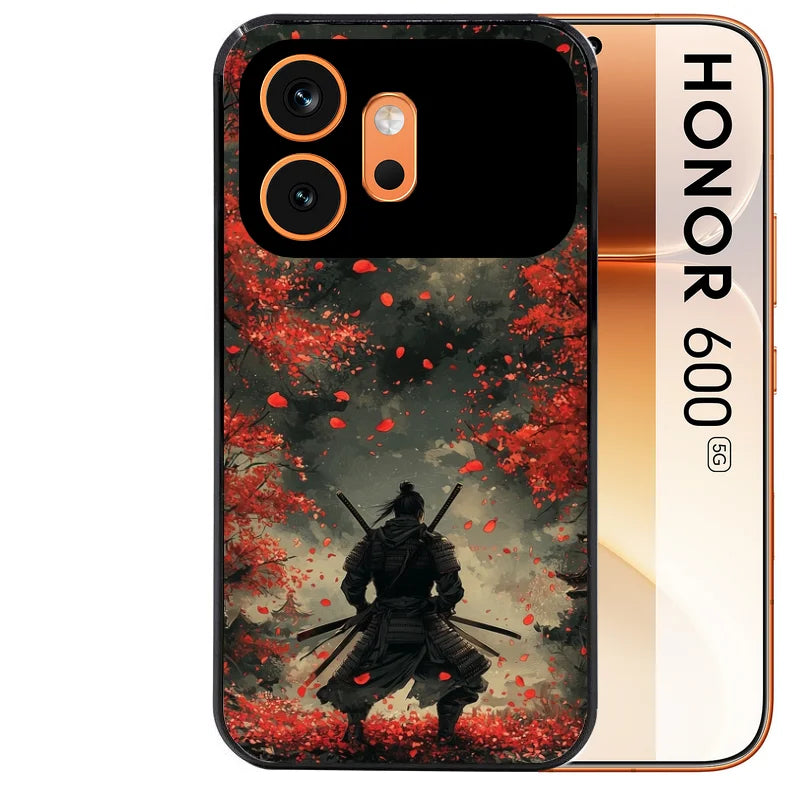 Coque noire taperso pour Honor 600 et 600 PRO avec motif samourai et katana protection antichoc personnalisée