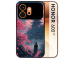Coque noire taperso pour Honor 600 et 600 PRO avec motif samourai cerisier protection antichoc personnalisée