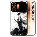 Coque noire taperso pour Honor 600 et 600 PRO avec motif samourai et lune protection antichoc personnalisée