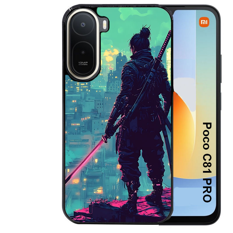 Coque pour POCO C81 PRO samourai cerisier
