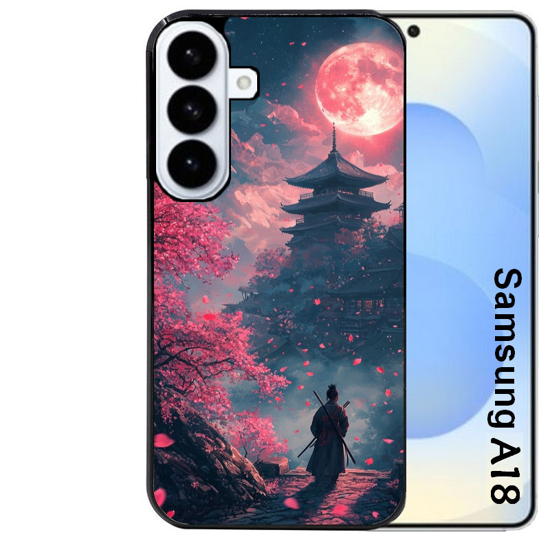 Coque pour Galaxy A08 A18 A28 A38 A58 samourai cerisier