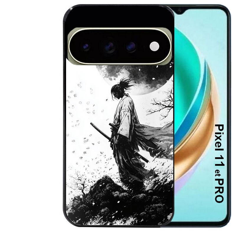 Coque pour Pixel 10 / 11 / PRO / XL samourai et lune
